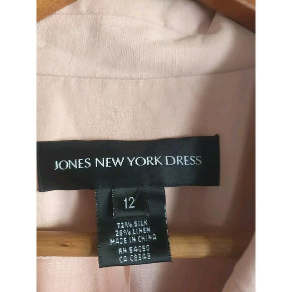 Jones New York Dress Women's 12 Pink  Silk Linen Blend  Knee-length Pockets NWT - Picture 2 of 8
